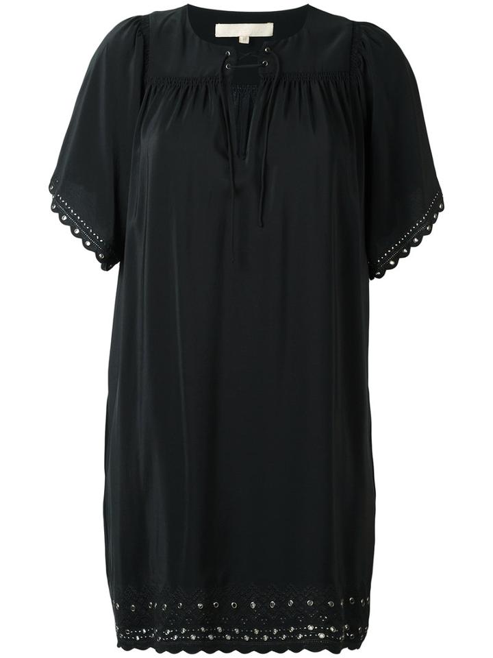 Vanessa Bruno Scalloped Trim Dress, Women's, Size: 36, Black, Silk