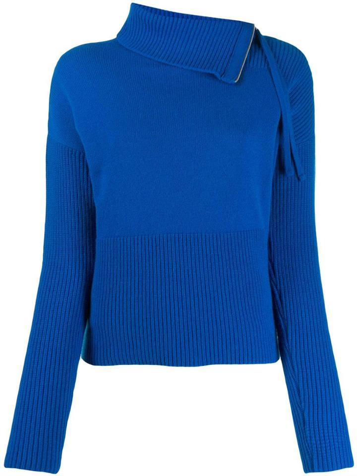 Odeeh Folded Neck Jumper - Blue