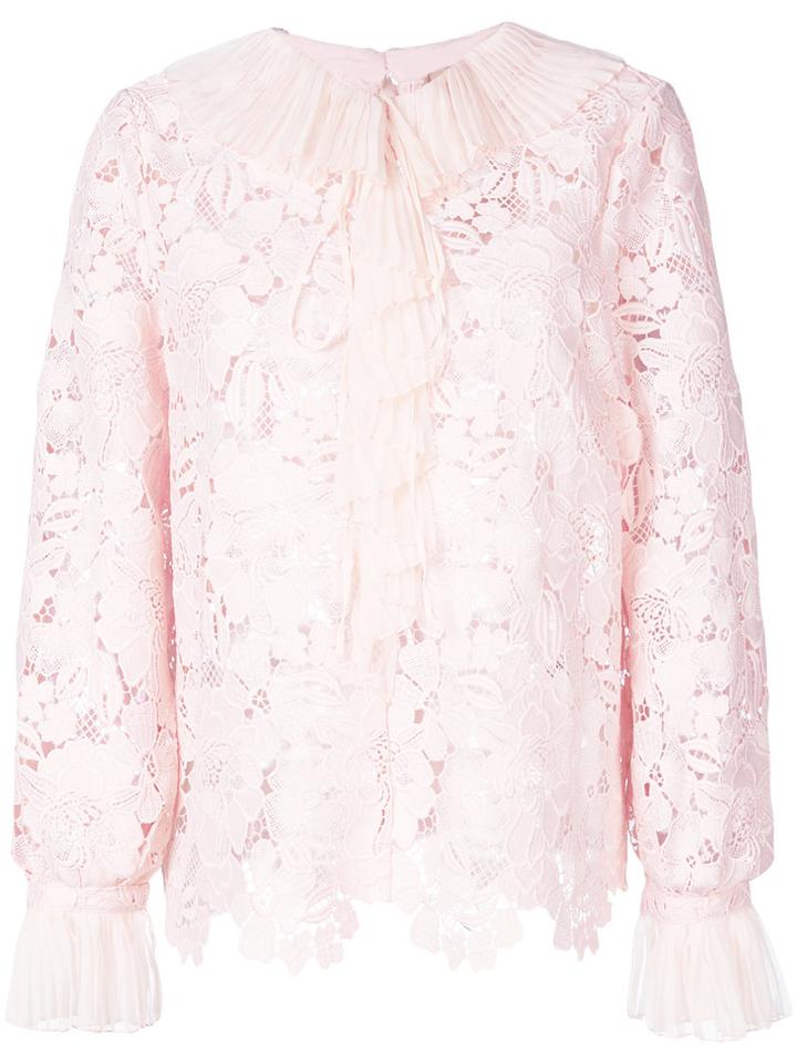 No21 - Lace Detail Blouse - Women - Silk/polyester - 40, Pink/purple, Silk/polyester