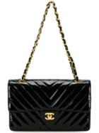 Chanel Vintage V Stitch Classic Flap Bag, Women's, Black