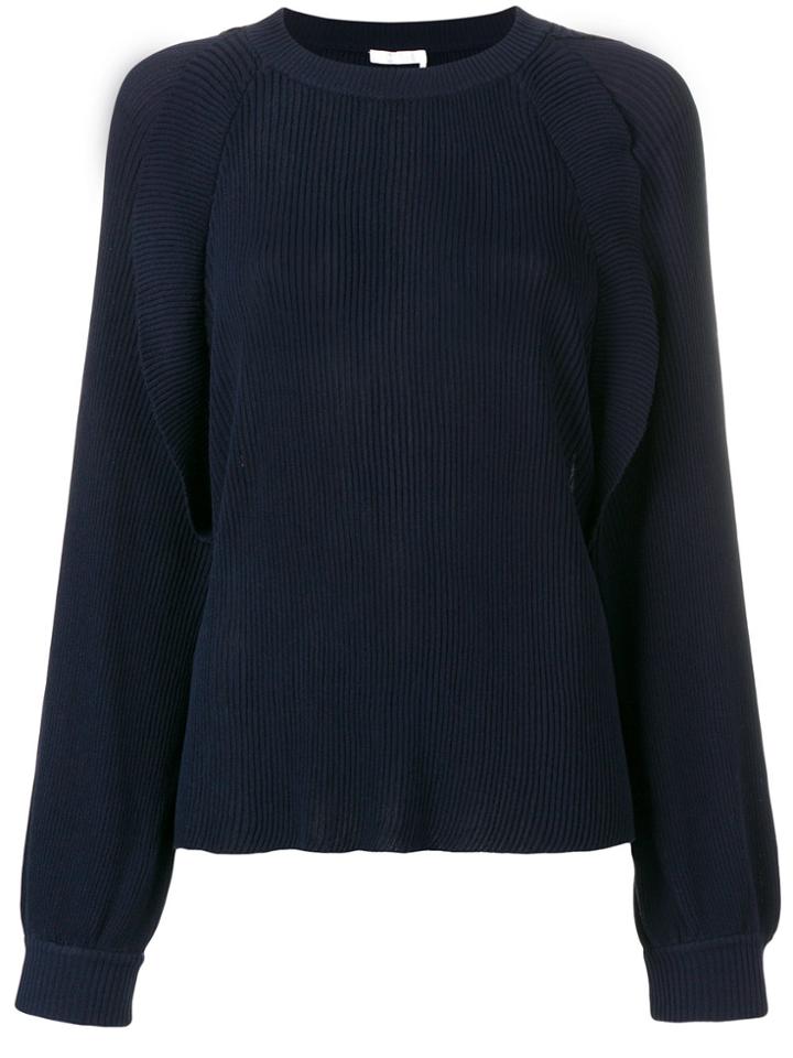 Chloé Loose Fit Ribbed Sweater - Blue
