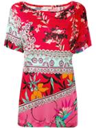 Etro - Floral Paisley Print T-shirt - Women - Silk - 46, Red, Silk