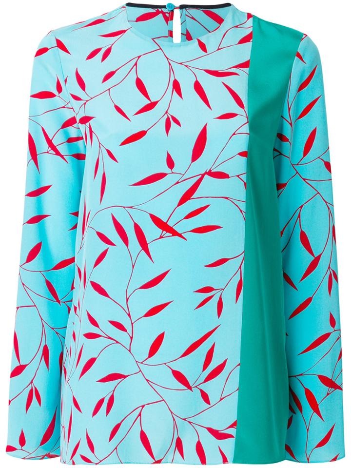 Dvf Diane Von Furstenberg Leaf Print Top - Blue