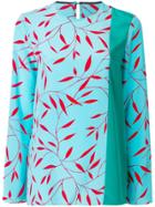 Dvf Diane Von Furstenberg Leaf Print Top - Blue