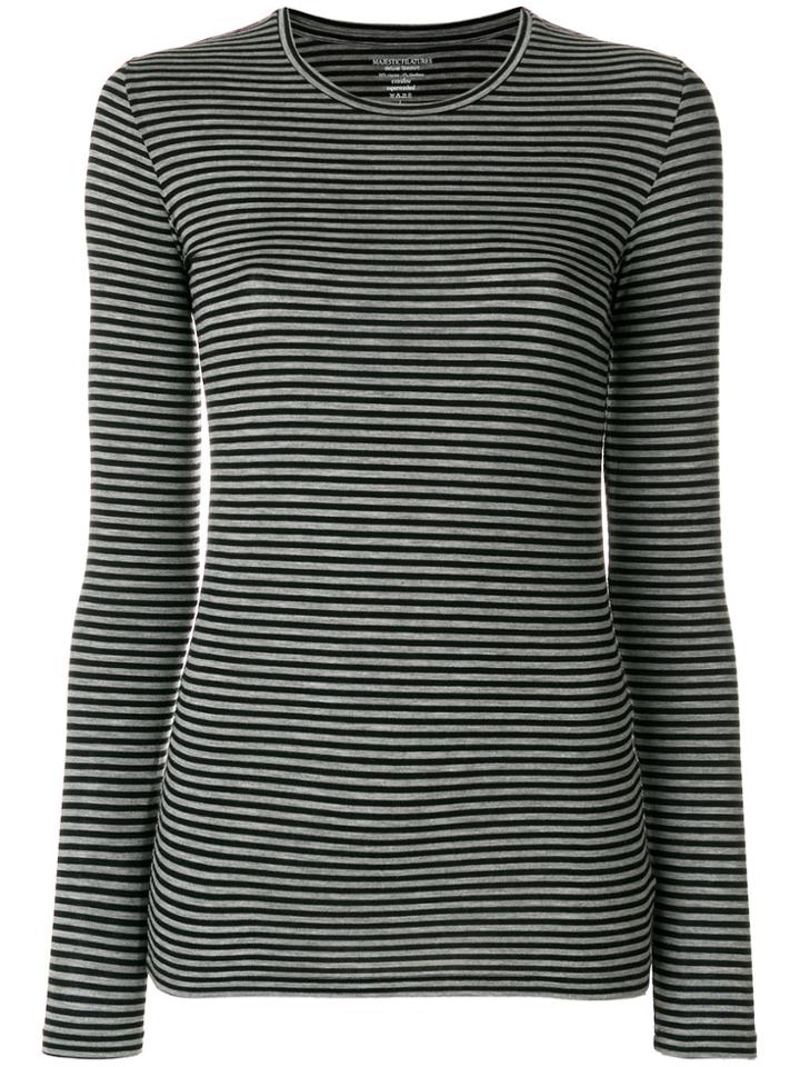 Majestic Filatures Striped Jersey Top - Black