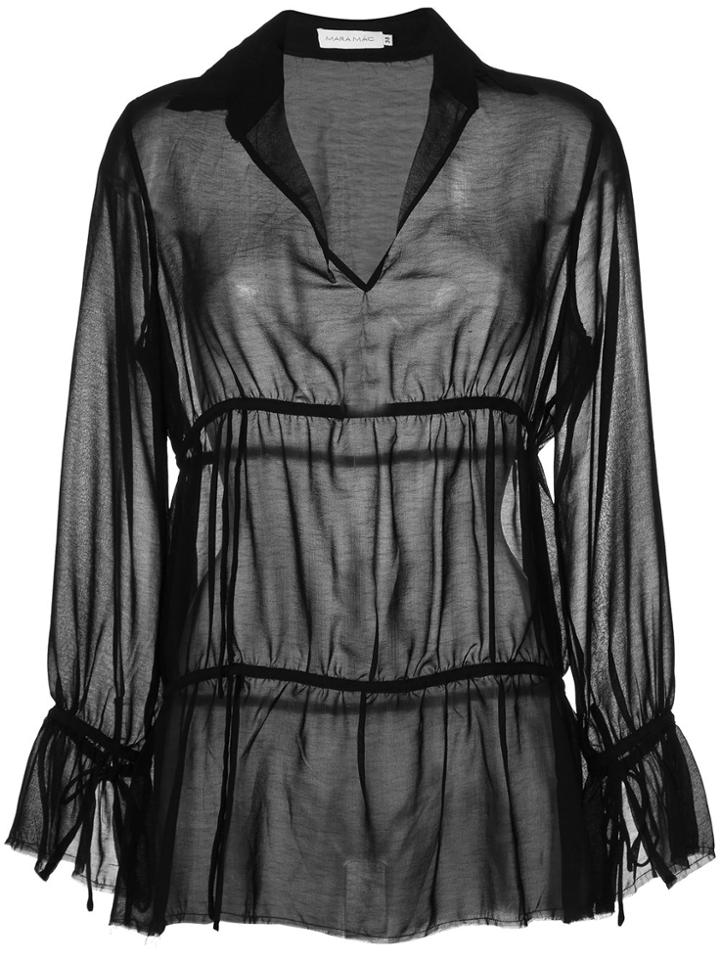 Mara Mac Sheer Ruffled Blouse - Black