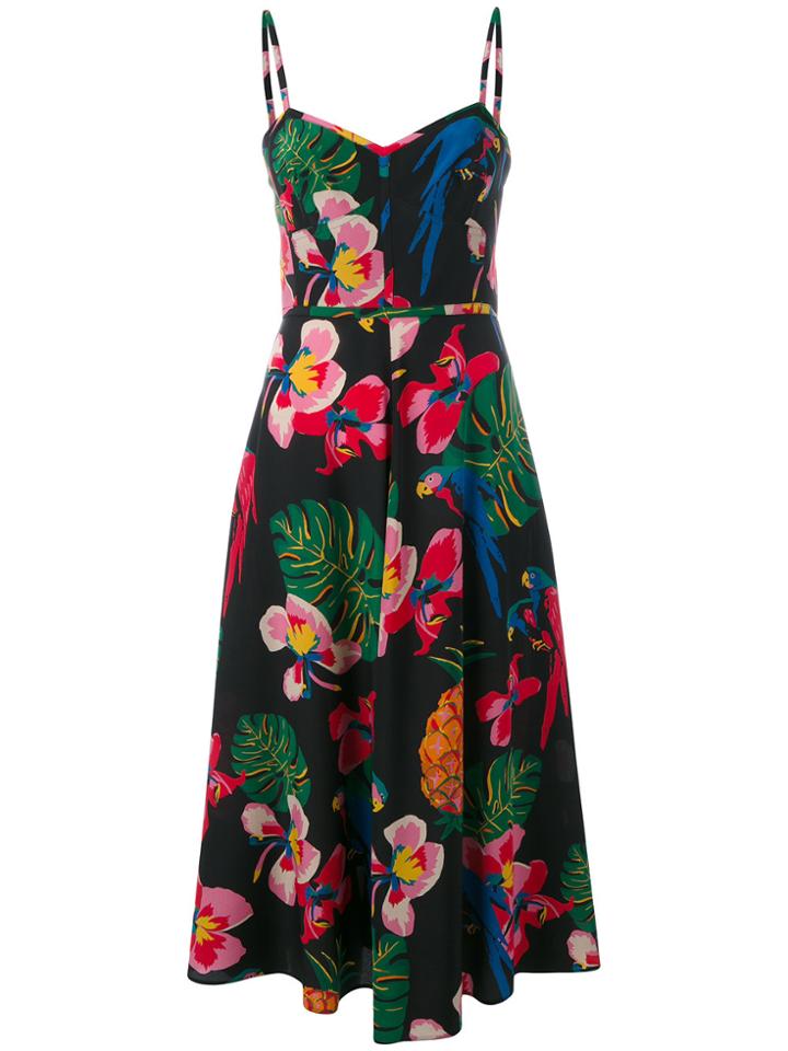 Valentino Tropical Dream Midi Dress - Black