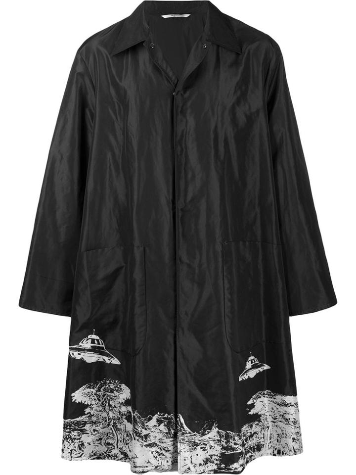 Valentino X Undercover Time Traveller Print Overcoat - Black