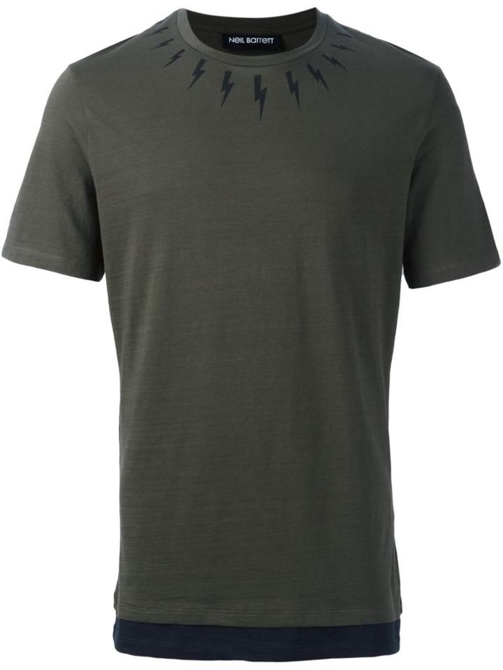 Neil Barrett Lightning Bolt Print T-shirt, Men's, Size: Xxs, Green, Cotton