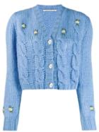 Alessandra Rich Chunky Knit Cropped Cardigan - Blue