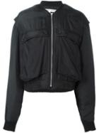 Katharine Hamnett Patch Pocket Bomber Jacket, Women's, Size: Large, Black, Silk