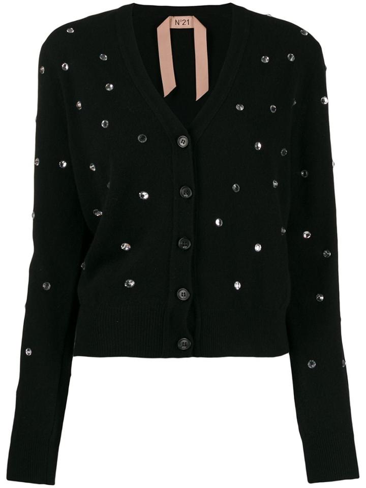 Nº21 Embellished V-neck Cardigan - Black