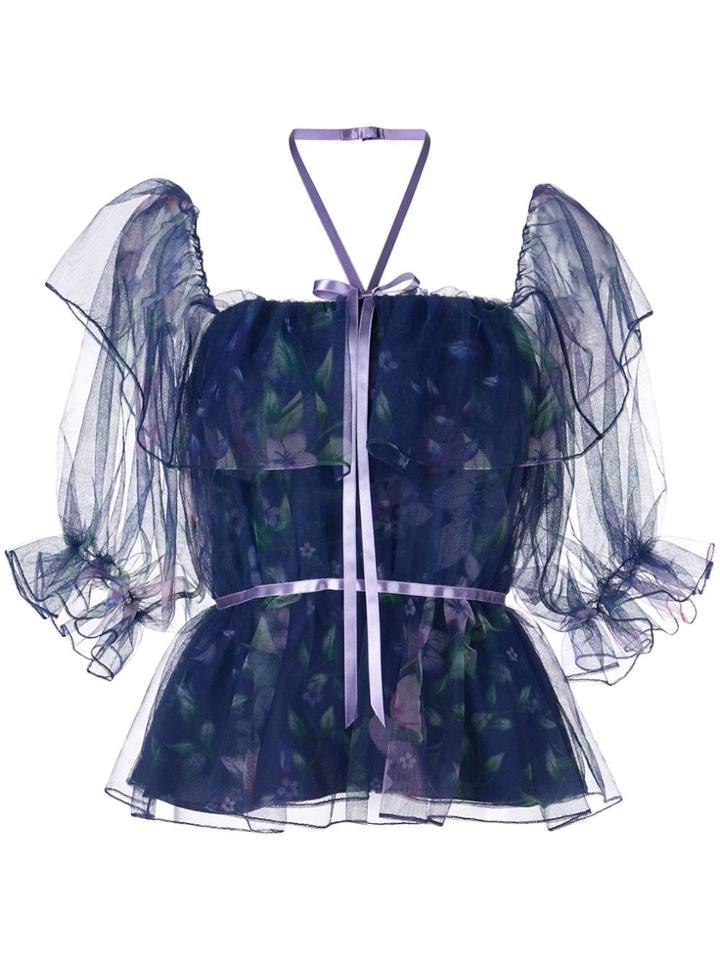 Marchesa Notte Floral Blouse - Blue