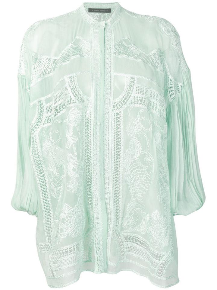 Alberta Ferretti Embroidered Blouse - Green