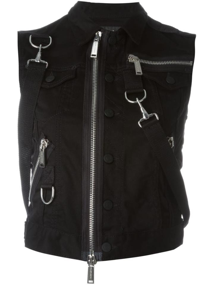 Dsquared2 Biker Zip Gilet, Women's, Size: 44, Black, Cotton