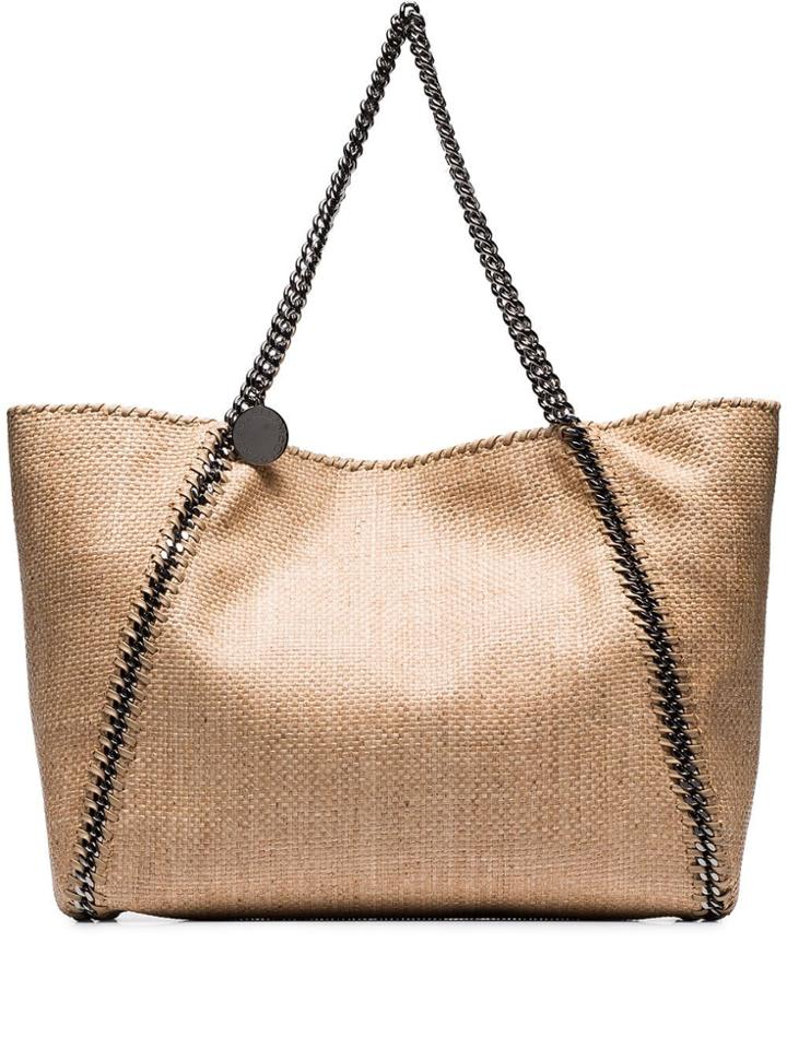 Stella Mccartney Nude Straw Reversible Chain Strap Tote - Neutrals