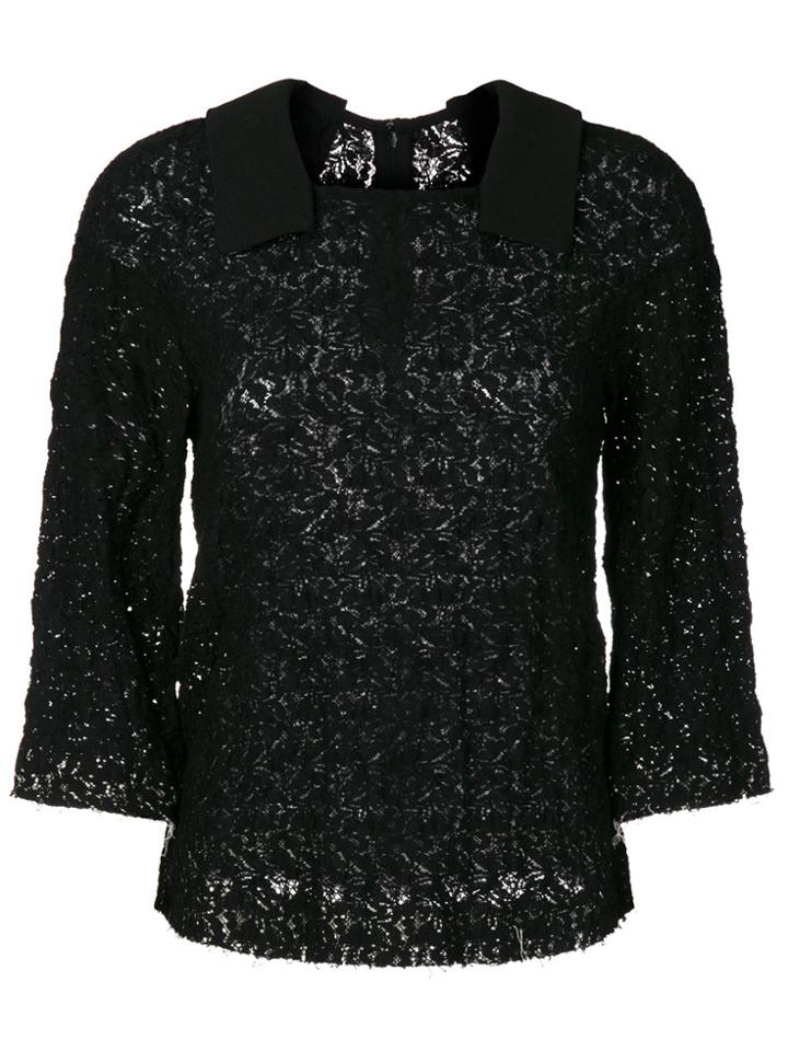 Comme Des Garçons Comme Des Garçons Lace Top With Collar - Black