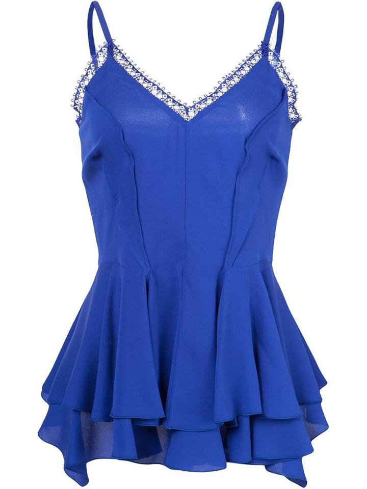 Derek Lam Double-layered Ruffles Blouse, Women's, Size: 36, Blue, Silk