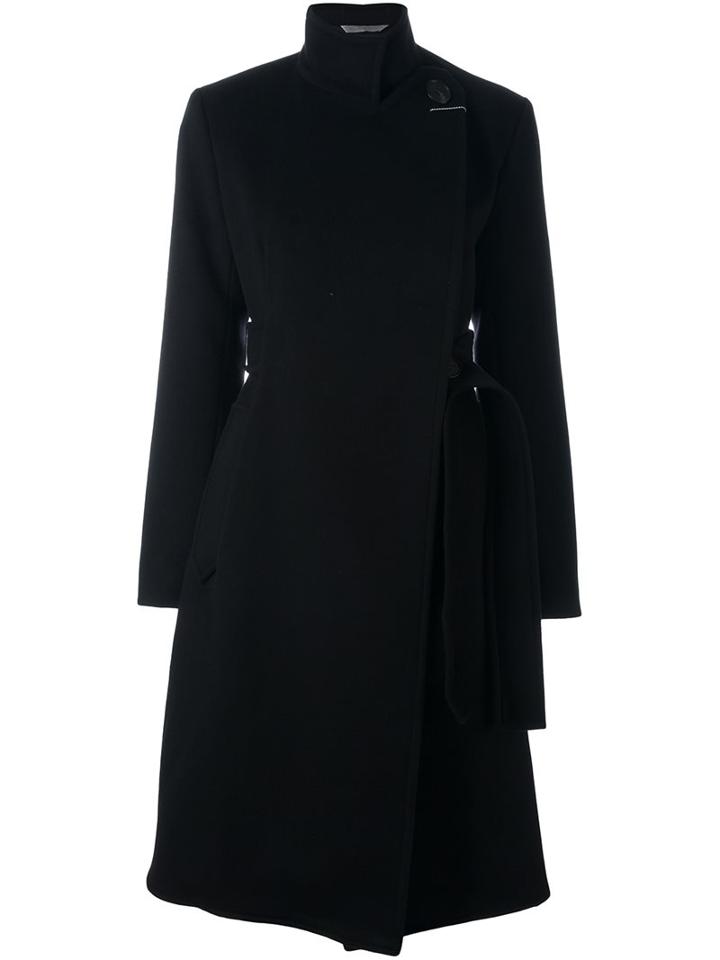 Sportmax Belted Coat, Women's, Size: 38, Black, Polyester/cupro/viscose/virgin Wool