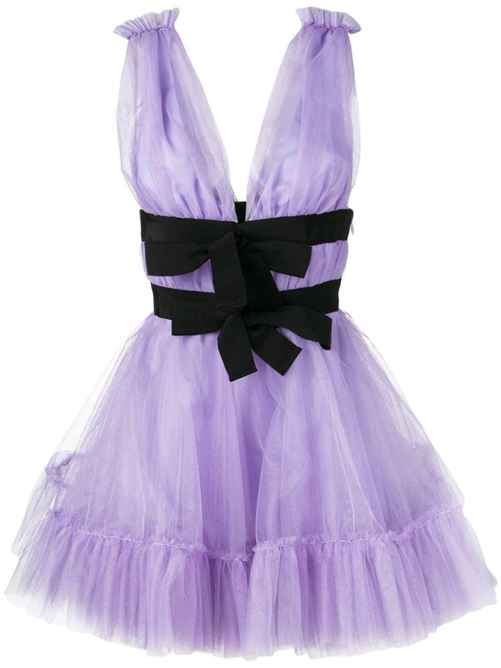 Brognano Bow-detail Flared Dress - Purple