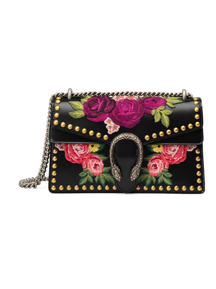 Gucci Dionysus Embroidered Shoulder Bag - Black