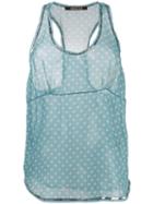 Roberto Cavalli Sheer Polka Dot Tank Top, Women's, Size: 42, Blue, Silk/polyester
