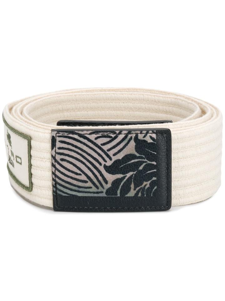 Etro Printed Woven Belt - White