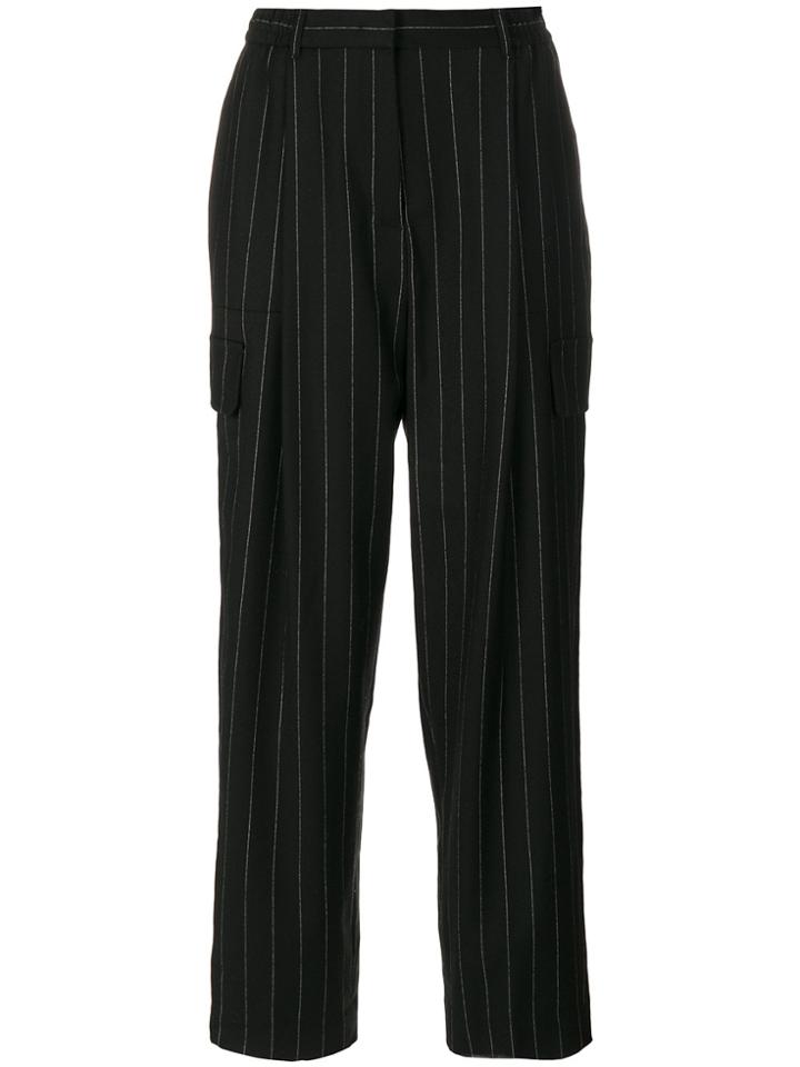 Juun.j Stripy Loose-fit Trousers - Black
