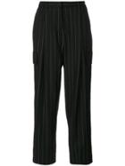 Juun.j Stripy Loose-fit Trousers - Black