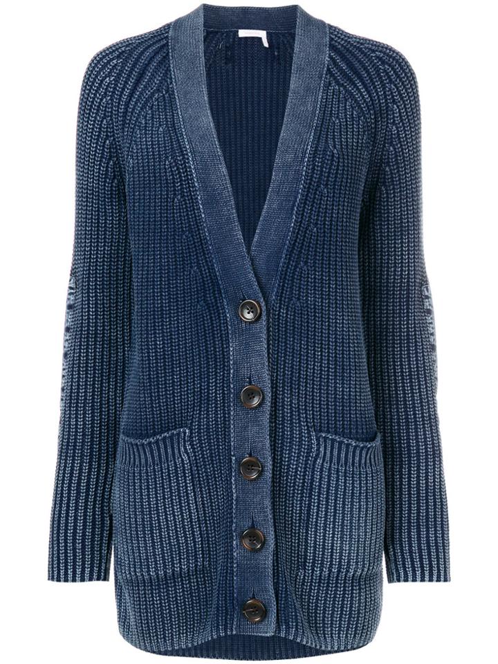 See By Chloé Chunky Knit Cardigan - Blue