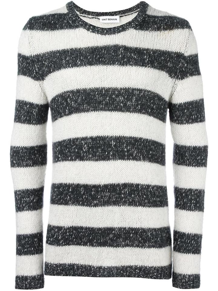 Umit Benan Striped Jumper, Men's, Size: 50, Black, Linen/flax/polyamide/polyester/mohair