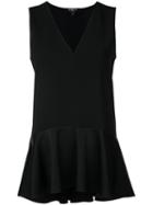 Paule Ka - Sleeveless Ruffle Hem Woven Top - Women - Polyester/triacetate - 40, Black, Polyester/triacetate