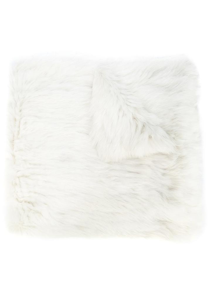 Yves Salomon Fur Scarf, Women's, White, Rabbit Fur
