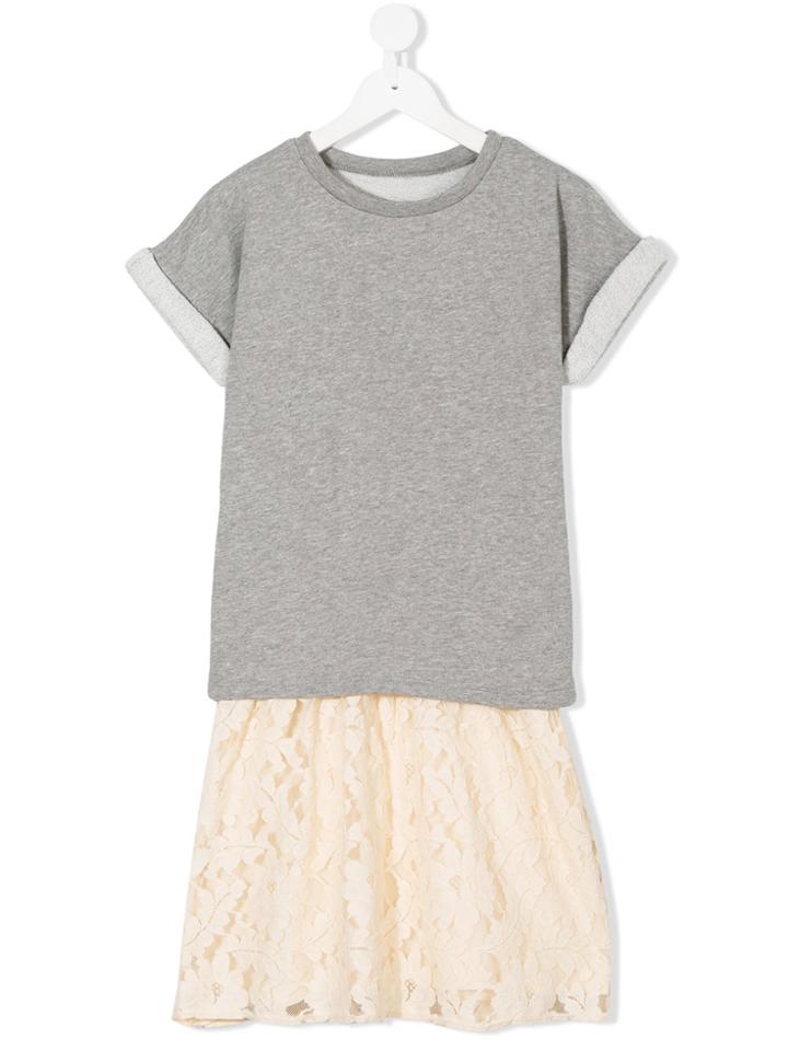 Bellerose Kids Lace Insert T-shirt Dress - Grey