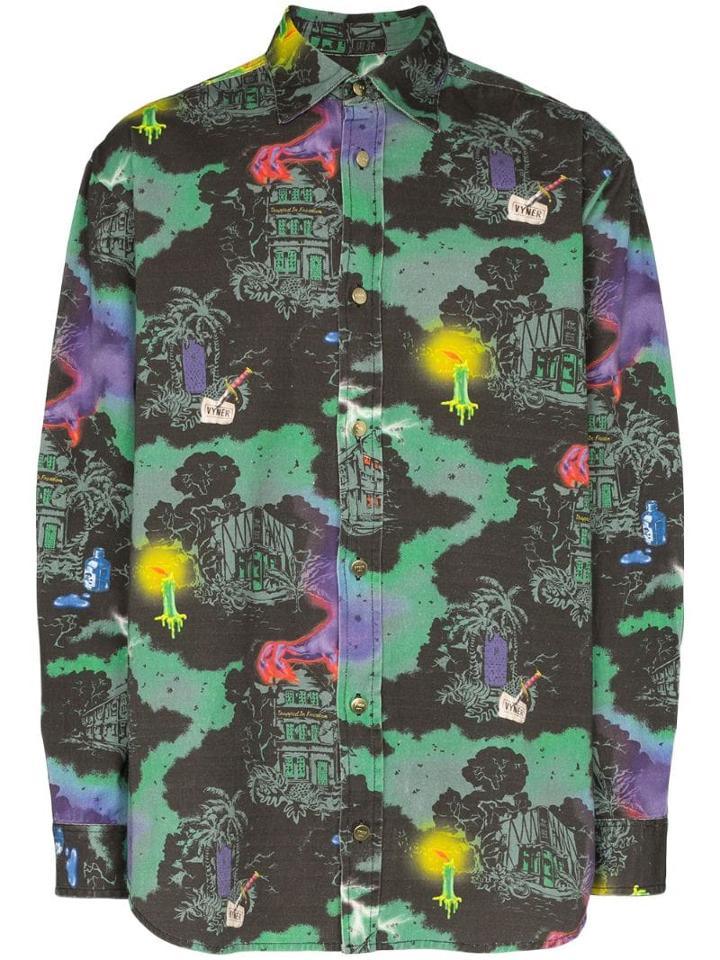 Vyner Articles Hawaii Halloween-print Organic-cotton Shirt - 108 -
