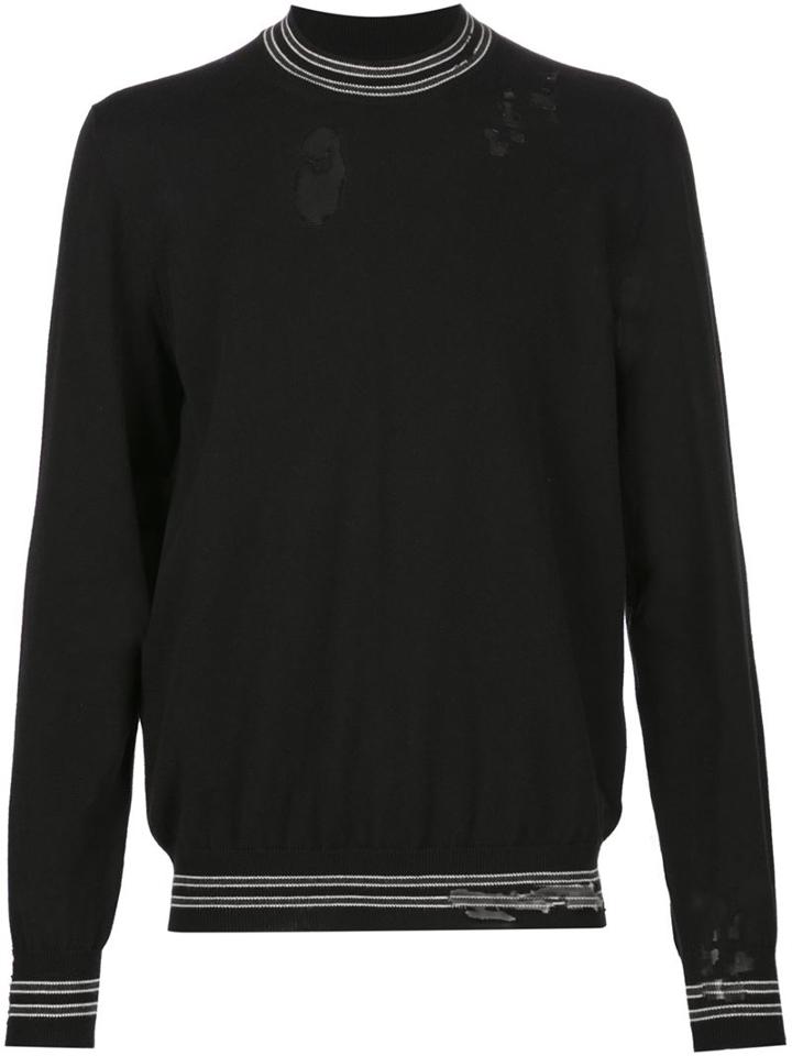 Maison Margiela Distressed Jumper, Men's, Size: Medium, Black, Cotton/polyamide