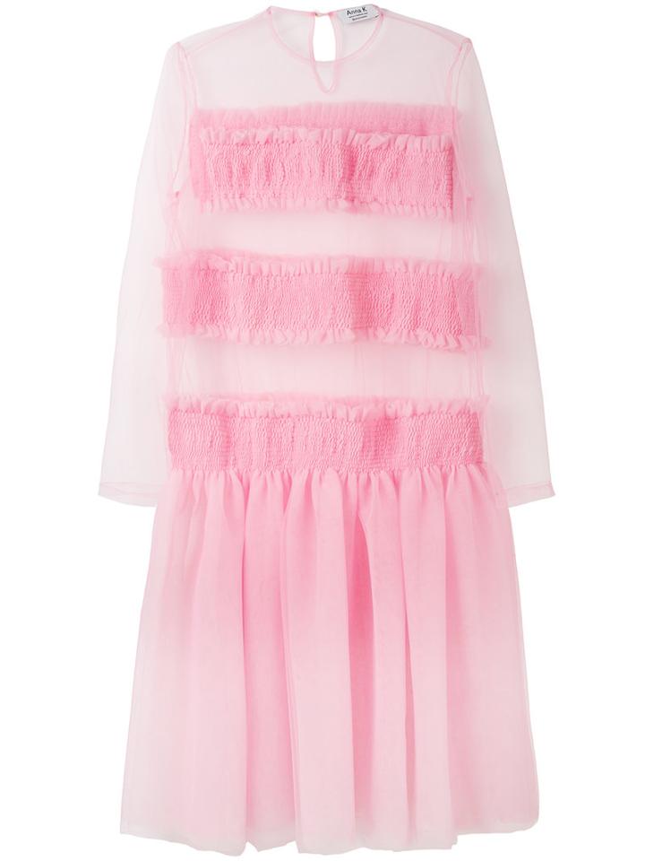 Anna K - Sheer Panel Dress - Women - Polyester - Xs, Pink/purple, Polyester