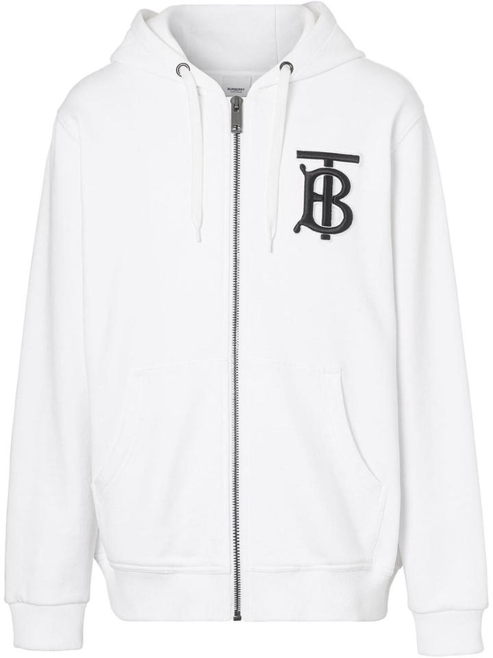 Burberry Monogram Motif Cotton Hooded Top - White