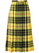 Junya Watanabe Comme Des Garçons Pleated Plaid Midi Skirt - Yellow &