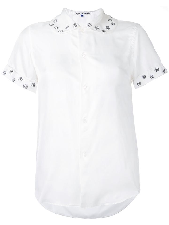 Jupe By Jackie - Floral Trim Blouse - Women - Silk - M, Women's, White, Silk