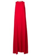 Monique Lhuillier Chain Trim Gown, Women's, Size: 10, Red, Silk