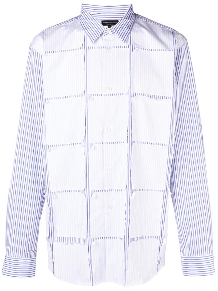 Comme Des Garçons Homme Plus Appliqué Striped Shirt - White