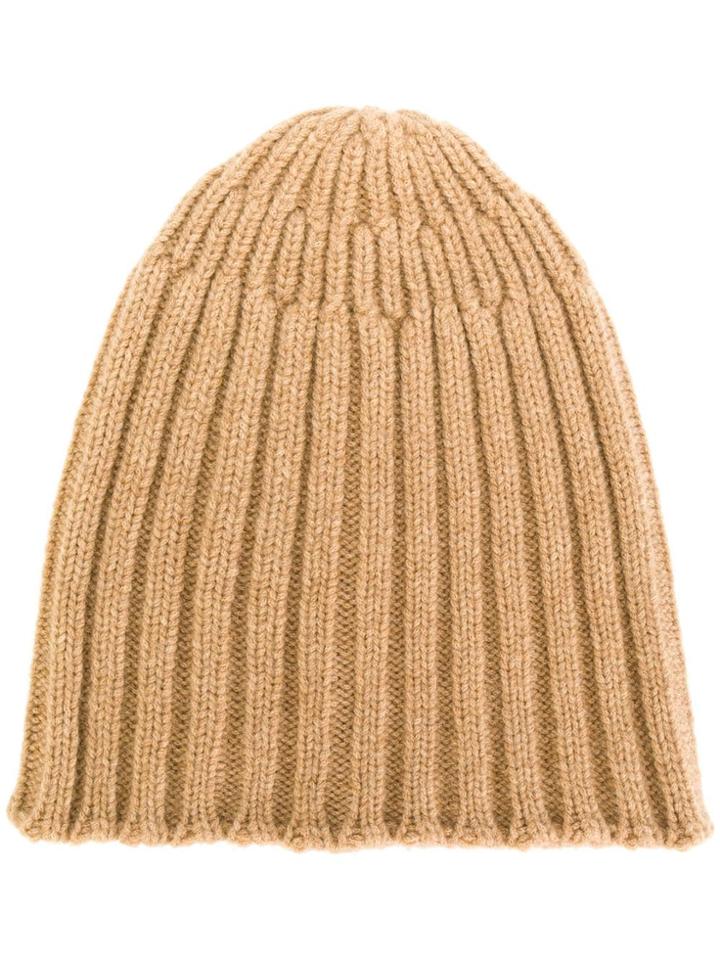 Roberto Collina Ribbed Beanie Hat - Neutrals
