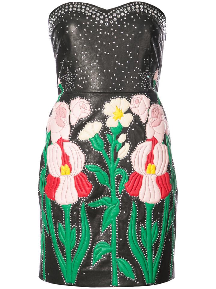 Gucci Flower Intarsia Strapless Dress - Black