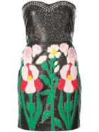 Gucci Flower Intarsia Strapless Dress - Black