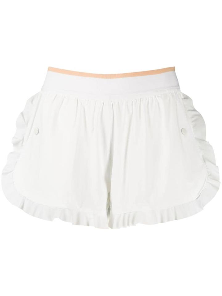 Adidas By Stella Mccartney Hiit Ruffled Shorts - White