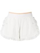 Adidas By Stella Mccartney Hiit Ruffled Shorts - White