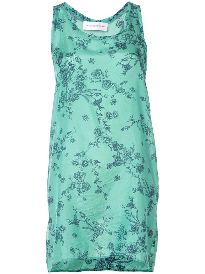 Faith Connexion - Floral Longline Tank Top - Women - Silk - M, Green, Silk