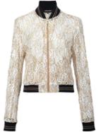 Sophie Theallet Guipure Lace Bomber Jacket, Women's, Size: 8, Yellow/orange, Polyester