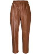 Nude High-waist Paperbag Trousers - Brown
